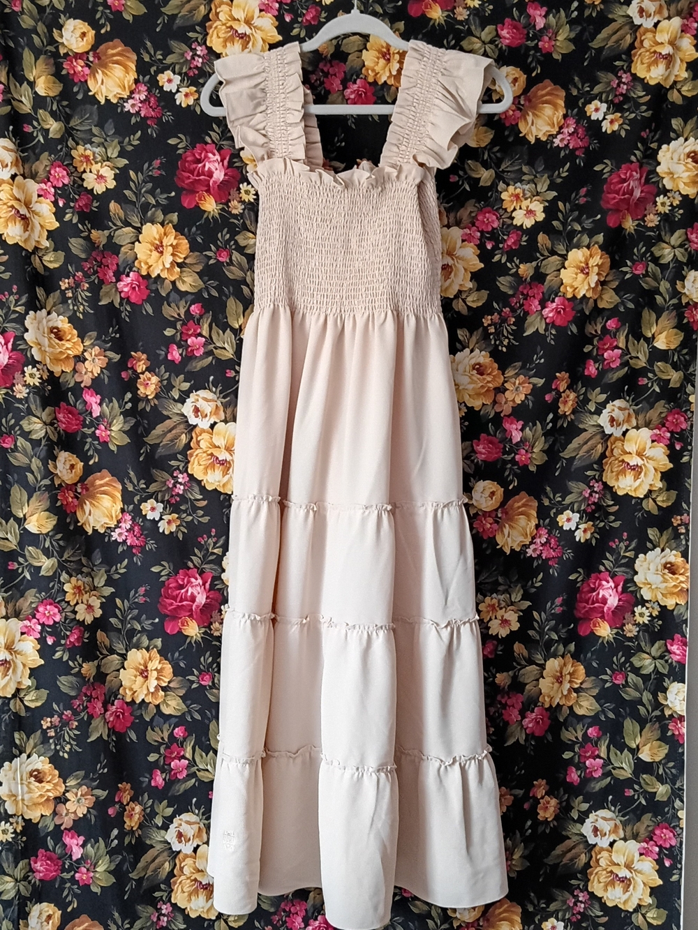 Hill House Cream Ruffle Strap  Maxi Dress